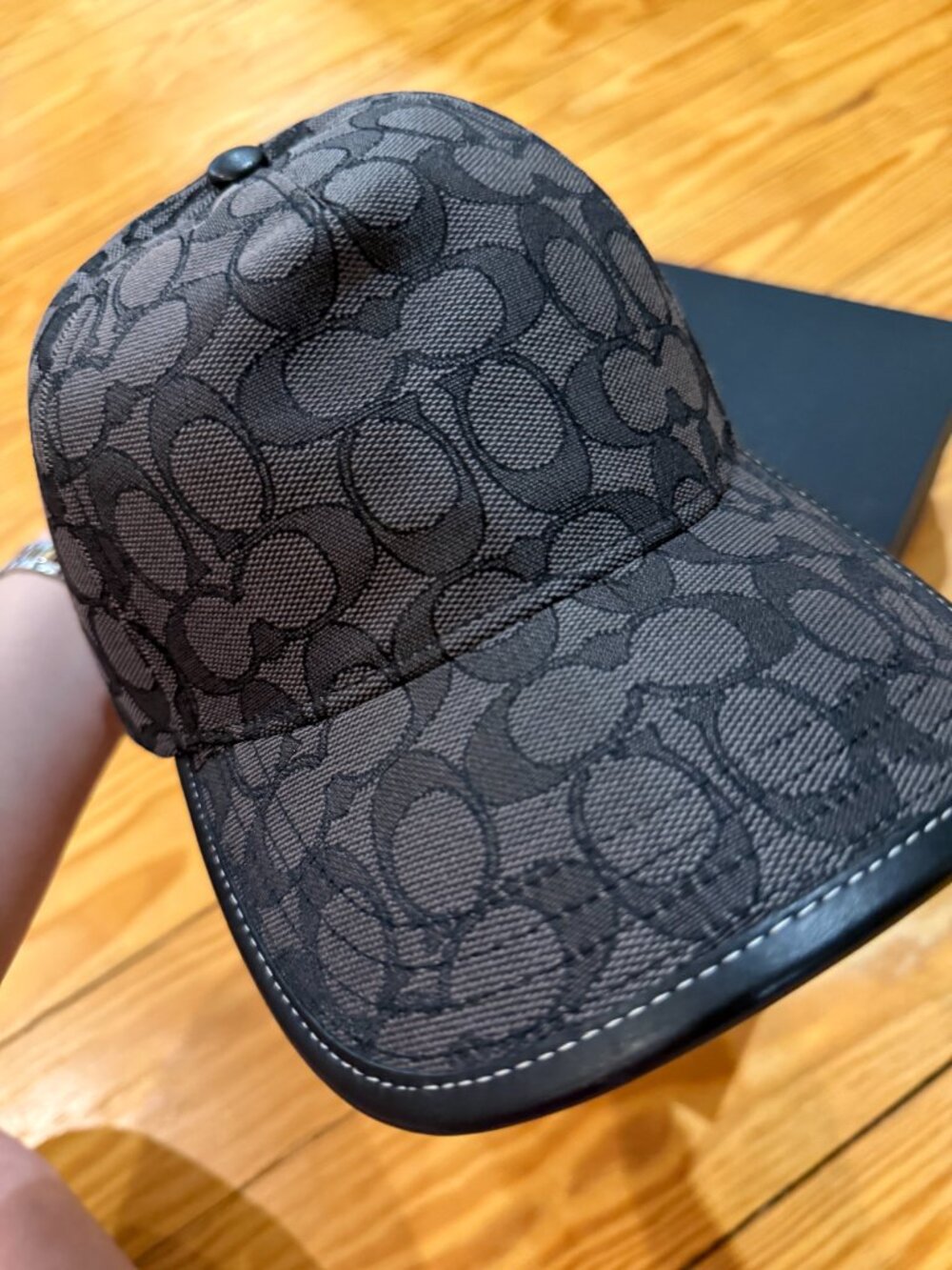 Coach Signature Jacquard Baseball Hat Charcoal - Unisex - Picture 9 of 12